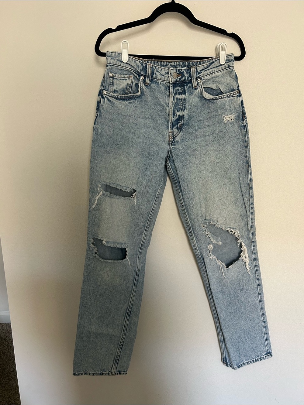 Light Wash Distressed High-Rise Boyfriend Jeans - Picture 1 of 4